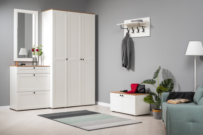 Остин 13.257 Тумба, цвет белый шагрень/дуб крафт золотой, ШхГхВ 80х41,9х43,7 см.