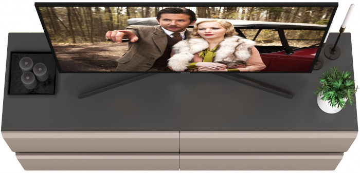 Сидней 13.63 Тумба под ТВ, цвет корпус: антрацит/фасады: МДФ веллюто капучино, ШхГхВ 129,9х41,3х52,4 см., 4-ре выдвижных ящика