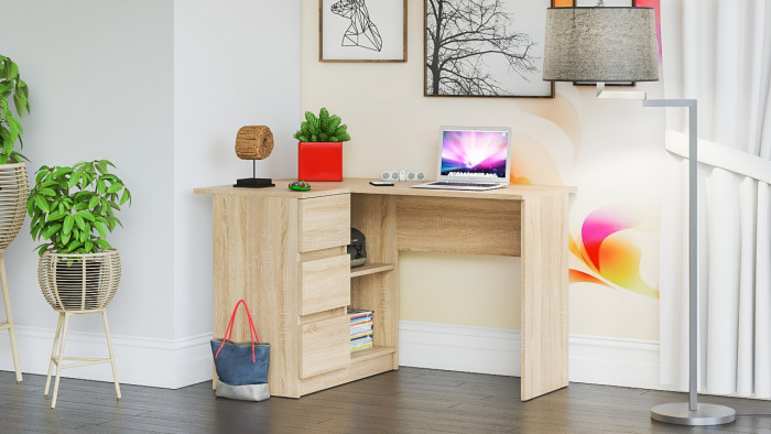 Мори компьютерный стол МС-16 левый, дуб сонома