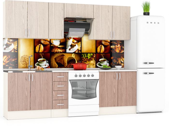 Кухня Мери 07 ШВ800+ШВ300+ШВв600+ШНМ800+ШН800+ШН4Я300+ШН800, дуб/ясень шимо светлый/тёмный