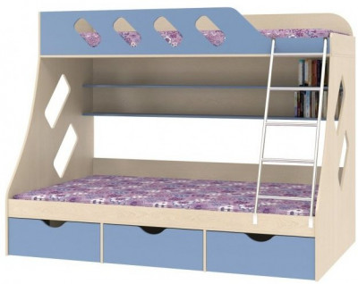 Дельта-20.01 Детская двухъярусная кровать с лестницей (Салатовый, Белый)