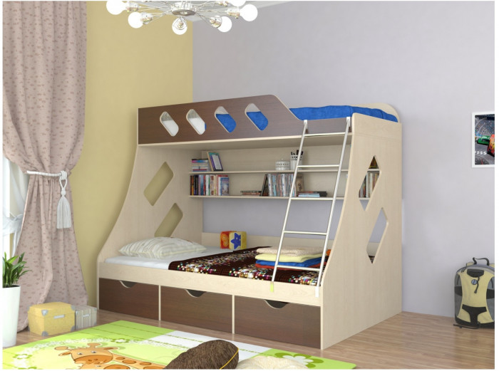 Дельта-20.01 Детская двухъярусная кровать с лестницей (Салатовый, Белый)