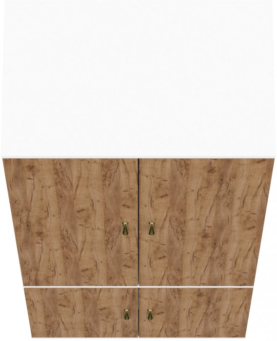 Лидер-8 Модуль Шкаф МД 19Б, цвет белый шагрень/крафт золото, ШхГхВ 80х50х190 см., глубокий шкаф со штангой для верхней одежды и полкой