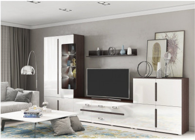 Гостиная Ким, вариант №1 (Венге / Белый глянец)