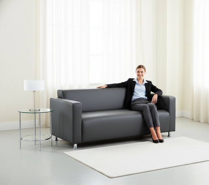 Диван прямой Томи, 200 см, экокожа, темно-серый