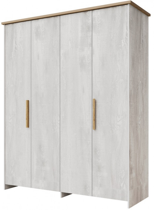 Шкаф четырехдверный "Скандинавия" - Бетон пайн светлый/Дуб наварра