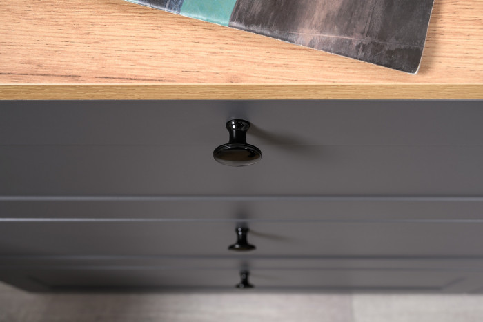 Остин 11.53 Кровать + ортопед + 13.227 Шкаф-пенал + 16.240 Комод, серый графит/дуб крафт золотой