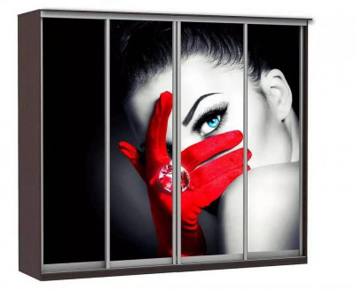 Шкаф купе Модерн 2362х450 4-х дверный 4-х секционный фотопечать №1 венге
