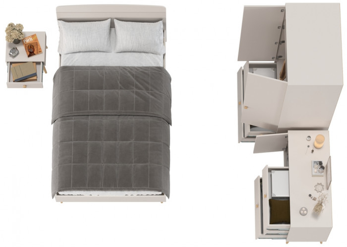 Афина Спальня 23-1200, цвет кашемир серый, сп.м. 1200х2000 мм., б/м, основание есть - фанера