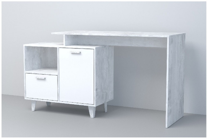 Эго Стол Ст-2 НГ (Глянец Белый/Бетон Светлый)