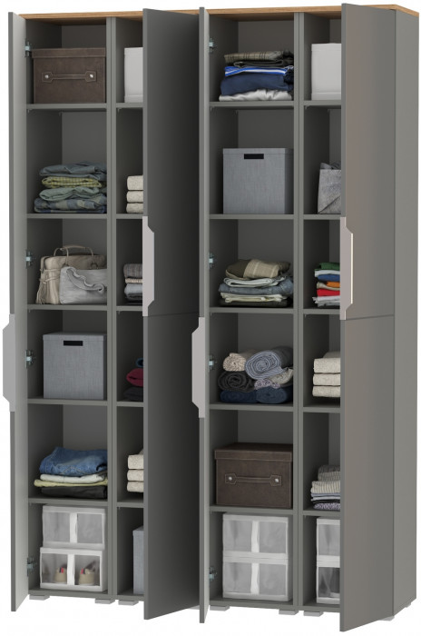 Октава Набор шкафов 45, серый графит/дуб крафт золотой/фасады МДФ серый графит