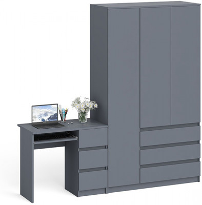Мори Стол компьютерный МС-6 правый + Шкаф МШ1200.1, цвет графит, ШхГхВ 210,4х50,4х209,6 см., выдвижные ящики справа, НЕ универсальная сборка