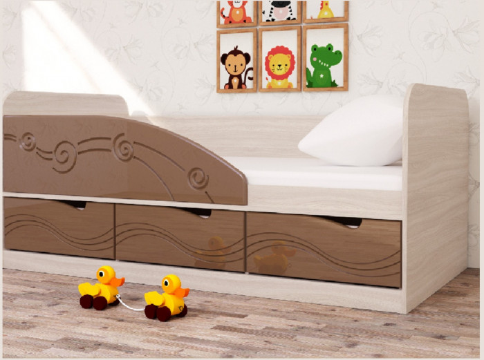 Кровать Бриз-4 80х160 Волна (Антарктида/Белый/Левый)