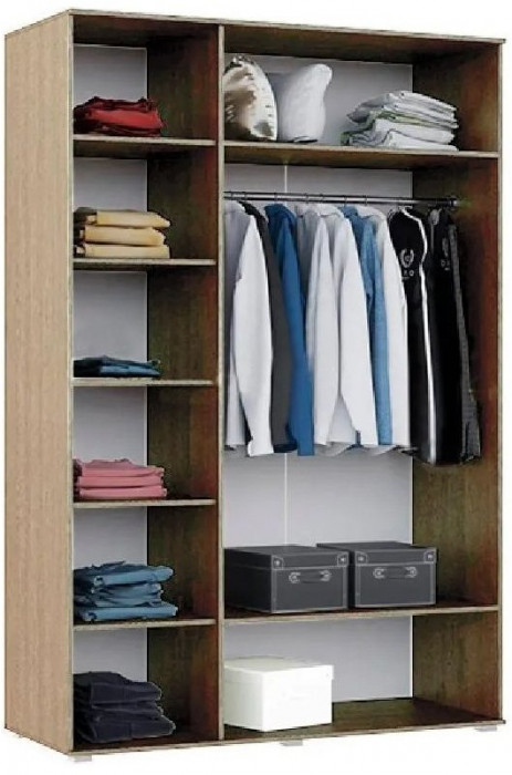 Ким Шкаф для одежды 3-дверный (Сонома / Белый глянец)