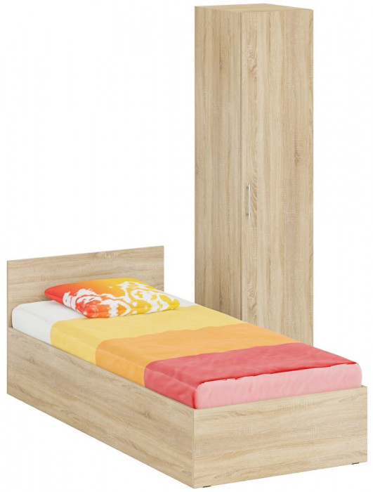 Кровать 0900 + Пенал Стандарт, дуб сонома