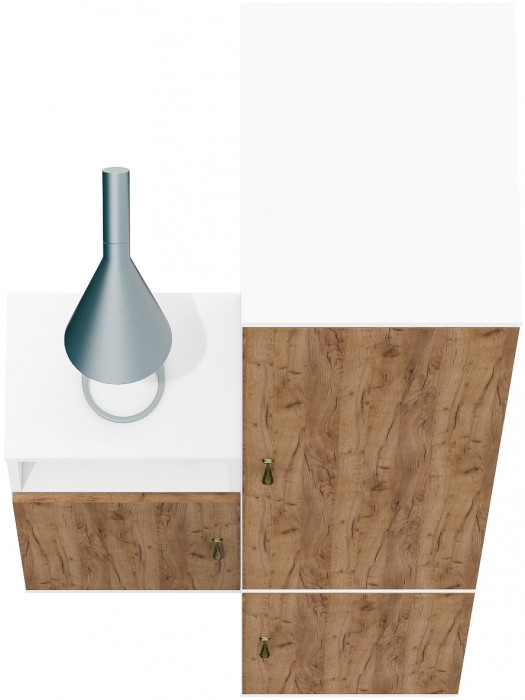 Лидер-8 Пенал МД 23Б + Тумба МД 3.19, белый шагрень/крафт золото