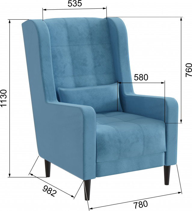 Кресло Корк светло-голубой