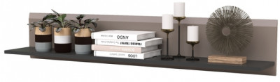 Сидней 16.486 Полка открытая, цвет антрацит/МДФ веллюто капучино, ШхГхВ 129,9х21,6х24 см.