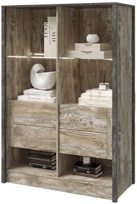 Амели Шкаф стекло (Дуб Юкон / Бетон темный)