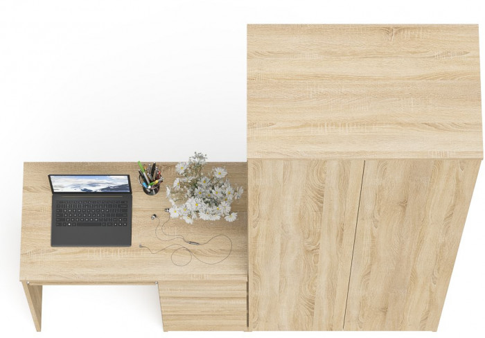 Мори компьютерный стол МС-6 правый + Шкаф МШ800.1, дуб сонома