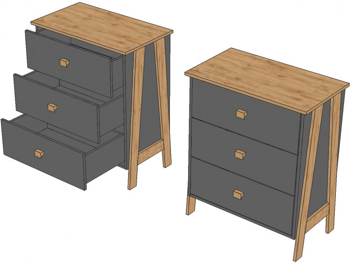 Комод "Скандинавия" - Антрацит/Дуб наварра