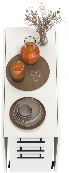 Стол-книжка с ящиками 1-6702бел, цвет белый, ШхГхВ 38х80х74 см. сложенный, разложенный два размера: 103/167х80х74 см.