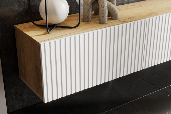 Тумба для ТВ Байкал, Дуб золотой, Белый матовый