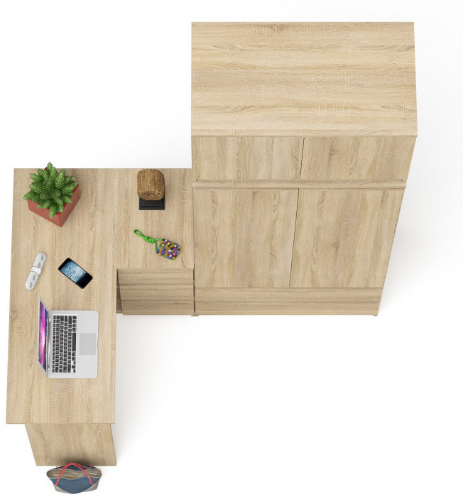 Мори компьютерный стол МС-16 правый + Шкаф МШ900.1 + Антресоль МА900.1, дуб сонома