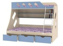 Дельта-20.01 Детская двухъярусная кровать с лестницей (Оранжевый, Дуб Сонома)