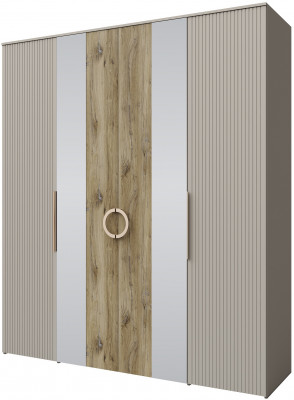 Шкаф для одежды 4-х дверный "Виола" - Персидский жемчуг/Дуб Флагстафф песочный