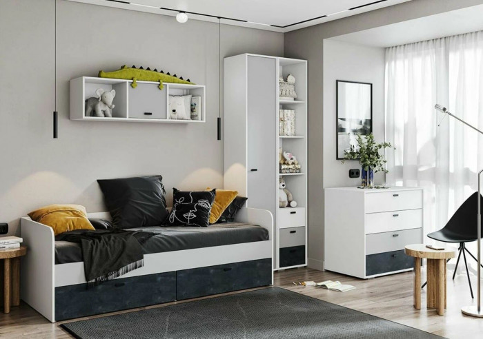 мс для детской Накки КМ-900 белый/белый+серый+угольный камень