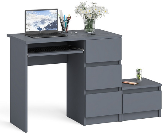 Мори компьютерный стол МС-6 правый + Тумба ТМП400.1, графит