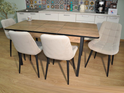 Обеденная группа Сканд-2 / Стул Р 4 шт. / Дуб Велингтон/черный / бид 01