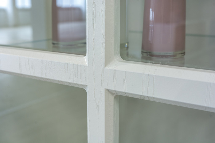 Ливерпуль Шкаф-витрина, ясень ваниль/белый