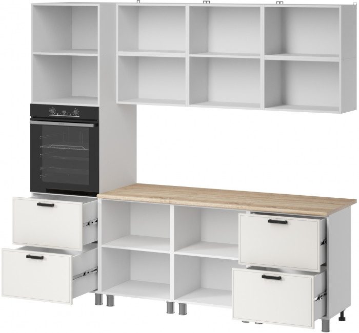 МК Аленушка 2,4м Магнолия Молочный,скоба черный,сонома