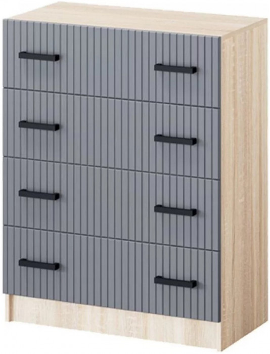 Карина-6 МДФ Комод 4 ящика (Графит, Дуб Сонома)