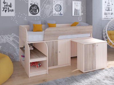 Кровать чердак Астра 9 V8 Дуб молочный/Сонома