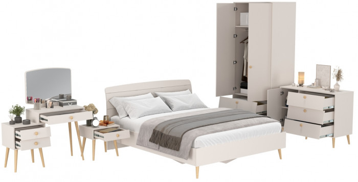 Афина Спальня 24-1600, цвет кашемир серый, сп.м. 1600х2000 мм., б/м, основание есть - фанера