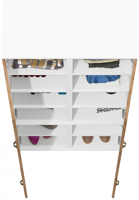 Лидер-8 Пенал МД 22Б 2 шт., цвет белый шагрень/крафт золото, ШхГхВ 80х37,5х190 см., универсальная сборка