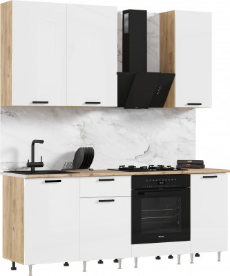 Кухня Рио NEW ЛДСП 2,0/900м (490) Компановка №2 Белый глянец, Дуб Крафт