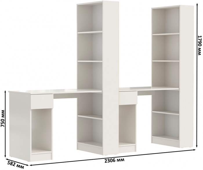 Лайт Шкаф комбинированный 10.01 + 10.01, цвет белый гладкий, ШхГхВ 230,6х58,2х179 см., универсальная сборка(обязательно крепление к стене)