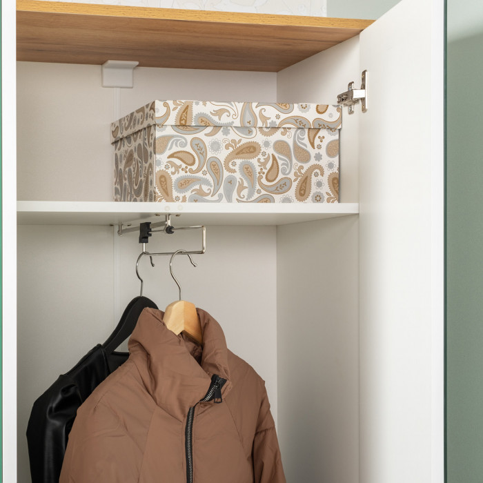 Октава Прихожая 29, белый шагрень/дуб крафт золотой/фасады МДФ белый шагрень