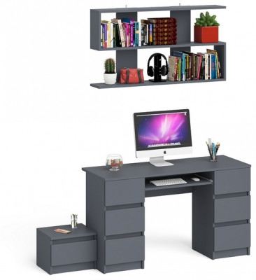 Мори Стол компьютерный МС-2 + Тумба ТМП400.1 + Полка 1200, цвет графит, ШхГхВ 175,8х50х209,6 см., универсальная сборка