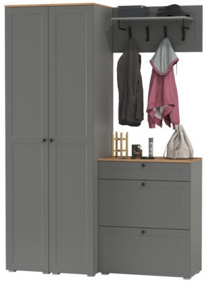 Остин Прихожая 35, цвет серый графит/дуб крафт золотой, ШхГхВ 160х54,3х229,6 см., универсальная сборка