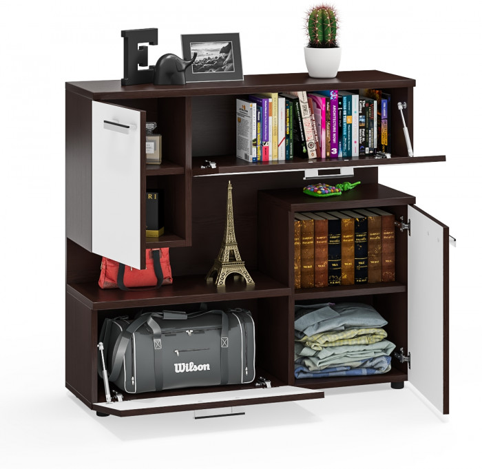 Тумба ТВ С-МД-С1-1000, венге/белый шагрень