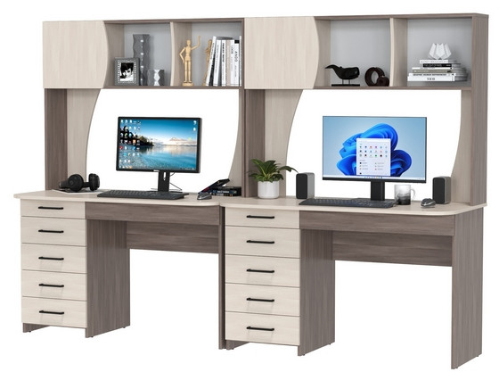 Два стола рабочих 6-0606бод.тем/св Сигма, бодега тёмный/бодега светлый