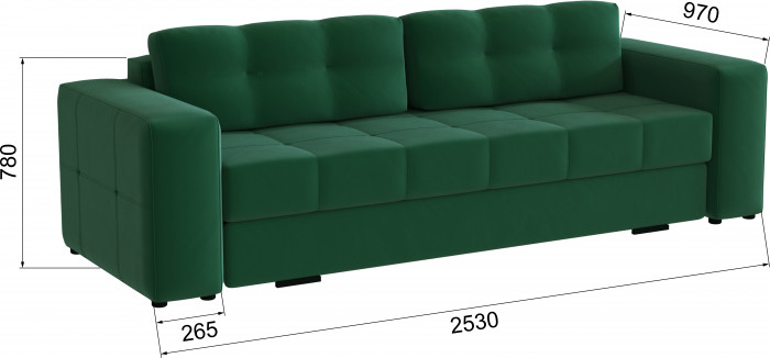 Диван раскладной Верден, изумруд
