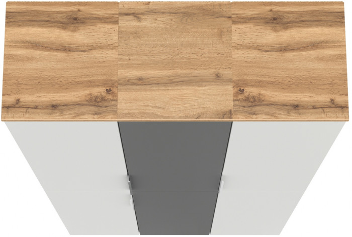 Октава Набор шкафов 49, белый шагрень/серый графит/дуб крафт золотой/фасады МДФ белый шагрень/серый графит