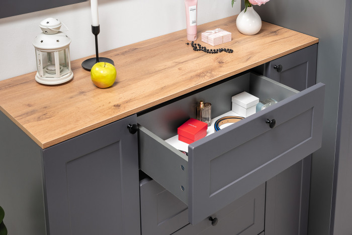 Остин 16.221 Комод + 16.121 Тумба для обуви, серый графит/дуб крафт золотой