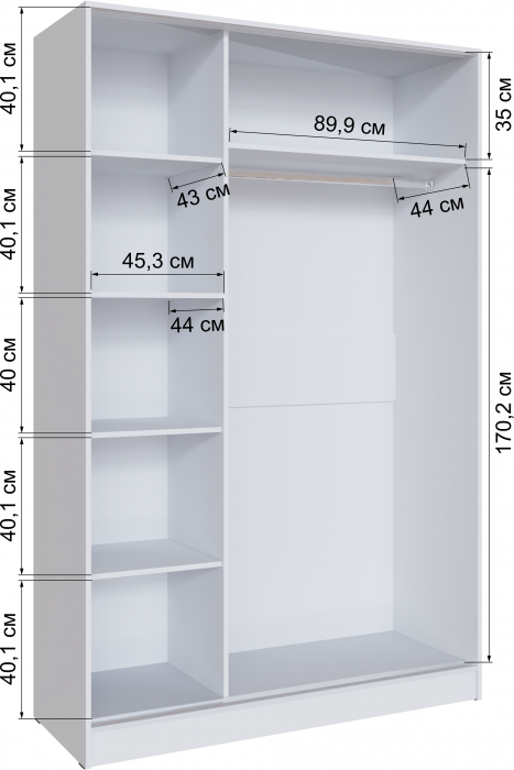 Шкаф-купе Стиль-2 1400 белый